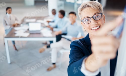 Preview: Presentation, training and planning with a female leader, manager or CEO in a workshop for learning