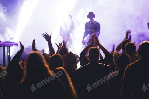 Preview: Crowd at concert and blurred stage lights.