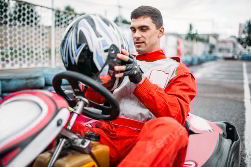 Preview: Go kart driver on karting speed track