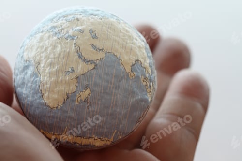 Preview: Close Up Of Businessman Hand Showing Texture The World Concept Elements Of This Image Furnished By