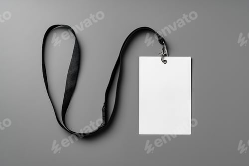 Preview: Blank nametag on gray background copy space