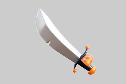 Knife with orange spheres on the handle