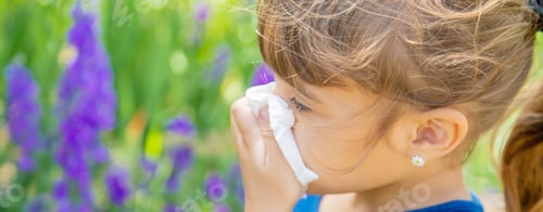 Preview: Seasonal allergy in a child. Coryza. Selective focus.