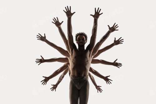 Preview: The group of modern ballet dancers. Contemporary art ballet. Young flexible athletic men and women