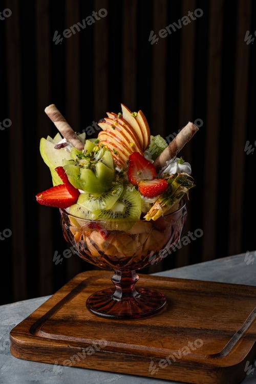 Preview: A jug of fruit salad, chocolate and nuts