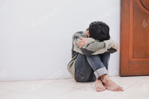 Preview: Sad lonely man, mental health concept.