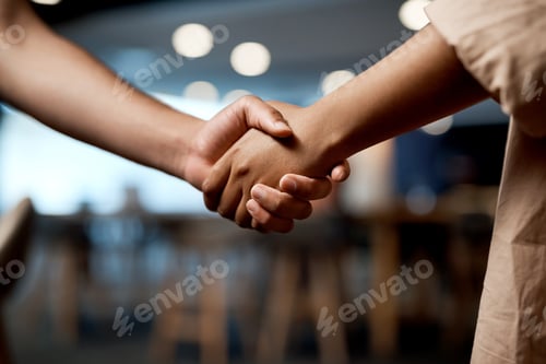 Preview: A partnership empowered by passion. Shot of two businesspeople shaking hands in a modern office.