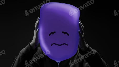 Preview: Mental Health Concept. a Stressed, Anxiety, Depressed Person with a Balloon, Negative Emotion