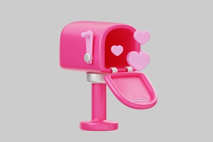 Preview: Pink mailbox with hearts