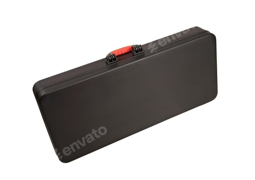 Preview: black leather guitar case isolated
