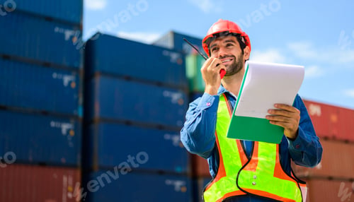 Preview: Warehouse engineer working at container yard