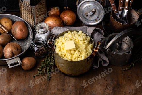 Preview: Mashed potato in old vintage pot