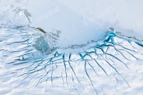 Preview: Iceland. Landscape from a drone. Destruction of the glacier in Iceland due to global warming.
