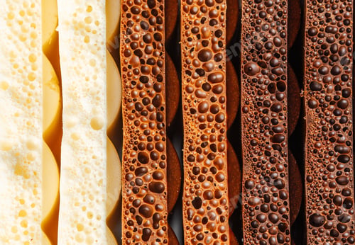 Preview: Layers of chocolate showcase varying textures and bubbles, highlighting dessert artistry.