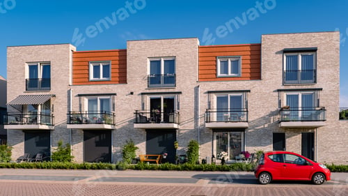 Aperçu: Dutch Suburban area with modern family houses, newly build modern family homes in the Netherlands