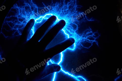 Preview: Electric plasma ball on a dark background. Static electricity model