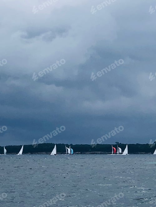 Preview: Sailboats on the Water with Overcast Skies