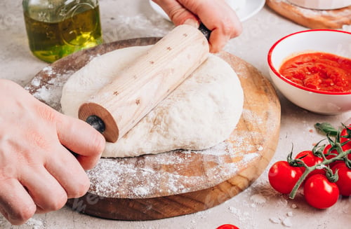Preview: Homemade Pizza with Tomatoes, Basil and Mozzarella Cheese