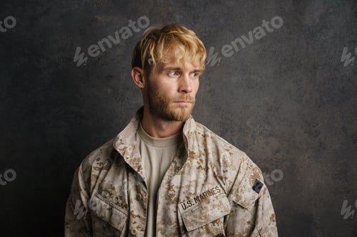 Preview: White military man wearing uniform posing and looking aside