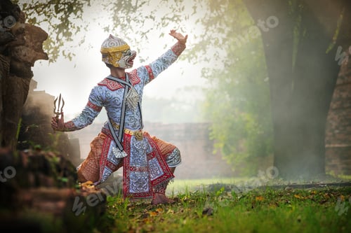 Preview: Art culture Thailand Dancing in masked khon in literature ramayana