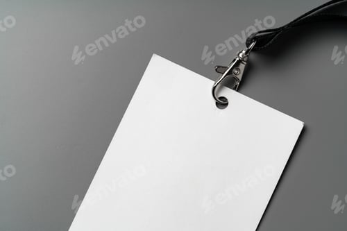 Preview: Blank nametag on gray background copy space