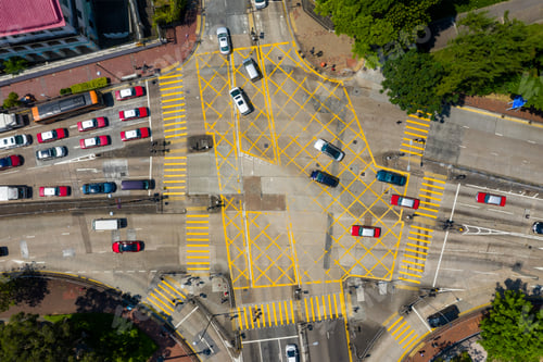 Preview: Jordan, Hong Kong 03 October 2019: Top view of Hong Kong traffic