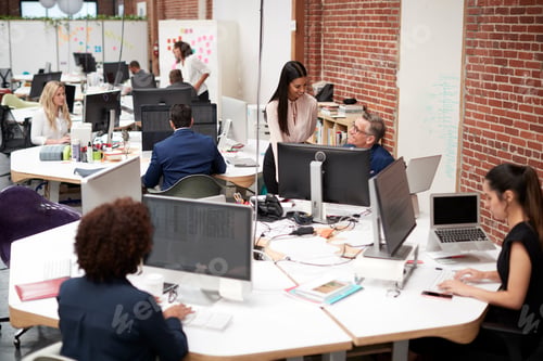 Preview: Business Team Working At Desks In Modern Open Plan Office