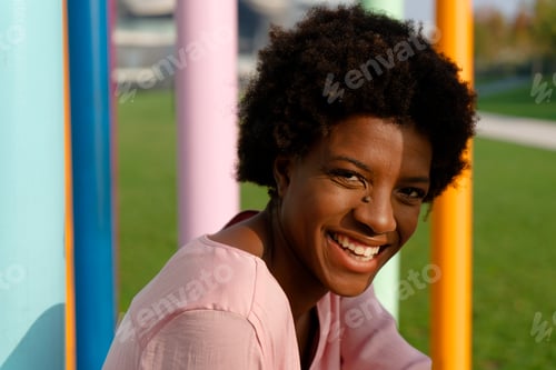 Preview: Black girl outdoors, Milano, Italy.