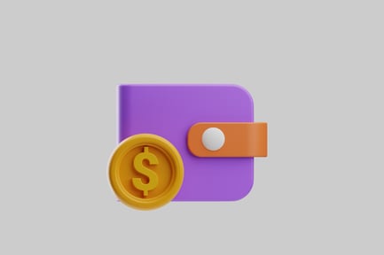 Preview: Violet wallet with dollar coin