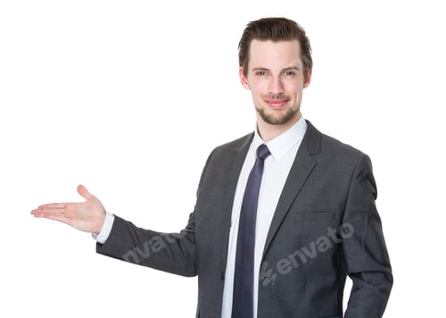 Preview: Businessman with open hand palm