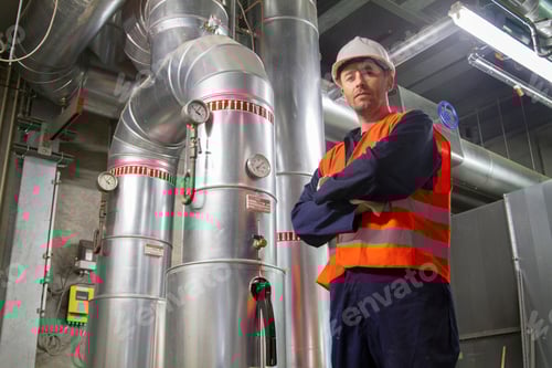 Preview: Portrait of mid adult male technician in power station
