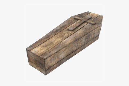 Preview: Rustic Wooden Coffin with Cross