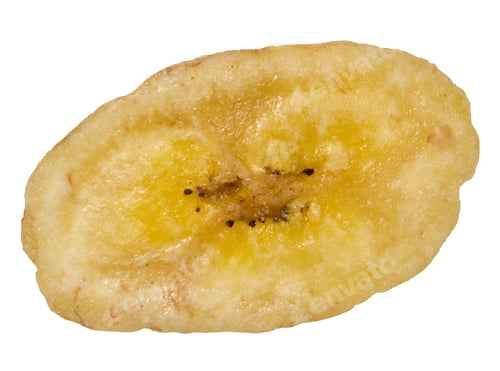 Dried Banana Slice on White Background