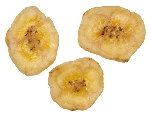 Preview: Dried banana slice on isolated background, top view