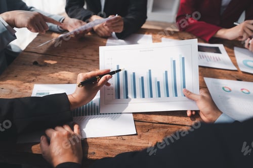 Preview: Business team colleagues meeting Planning Strategy Analysis discussing new plan financial graph