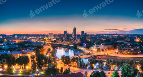 Preview: Vilnius, Lithuania. Modern Office Buildings Skyscrapers In Busin