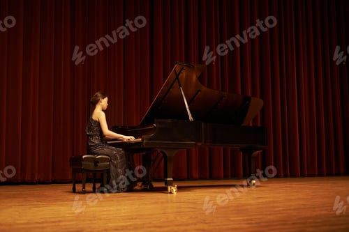 Preview: Sharing her gift with the crowd. Shot of a young woman playing the piano during a musical concert.