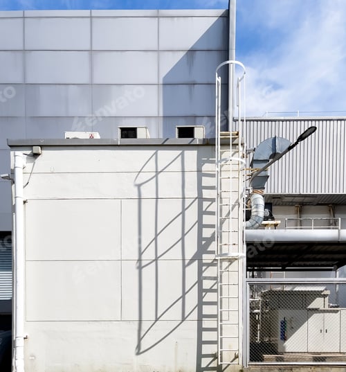 Preview: Minimal style of building factory with sky for background, Abstract.