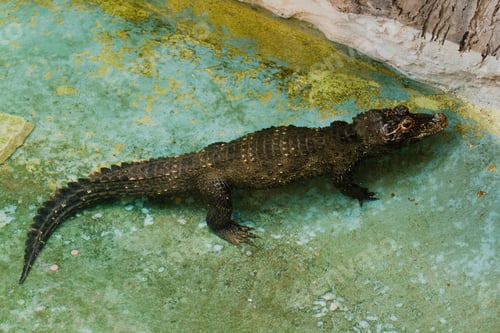 Preview: Baby crocodile in a pond
