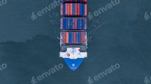 Preview: Aerial view from drone, Container ship or cargo shipping business logistic import and export