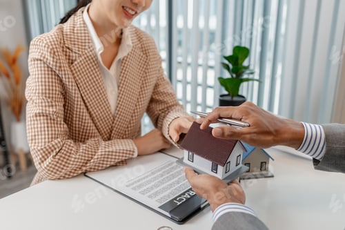 Preview: A real estate agent and client are discussing property purchase options, reviewing a contract