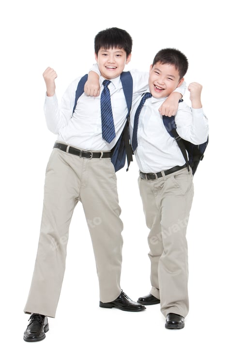 Preview: Excited schoolboys punching the air