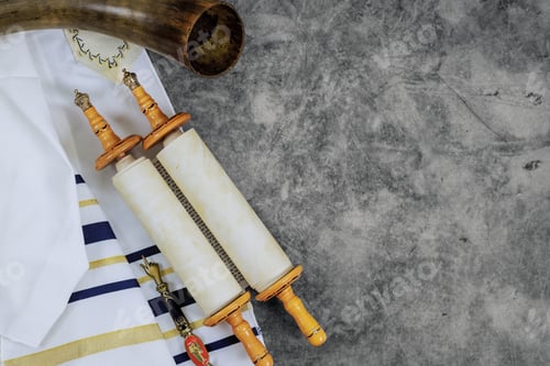 Preview: Orthodox Jewish holidays symbols prayer shawls, prayer scrolls