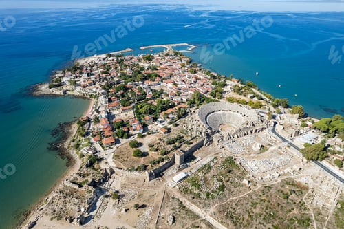 Preview: Aerial view of ancient Side town, Antalya Province, Turkey