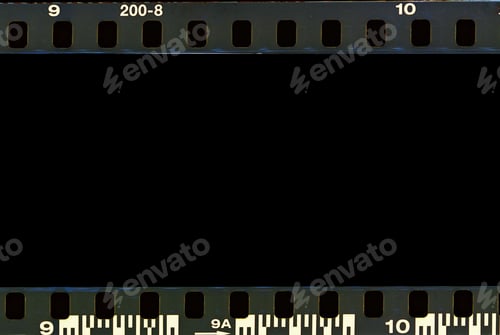 Preview: Real film border strip scan and old texture frame and isolated black space.