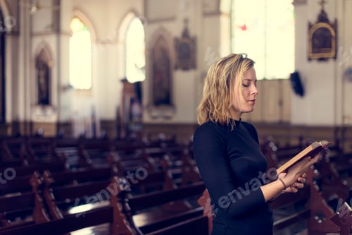 Preview: Woman Standing Church Religion Concept