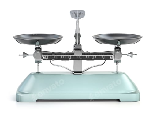 Preview: Balance scales isolated on white background.