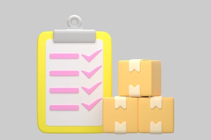 Preview: Clipboard with checklist and stacked boxes