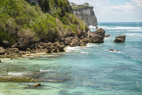 Preview: Magnificent landscape of blue ocean and rocky cliff