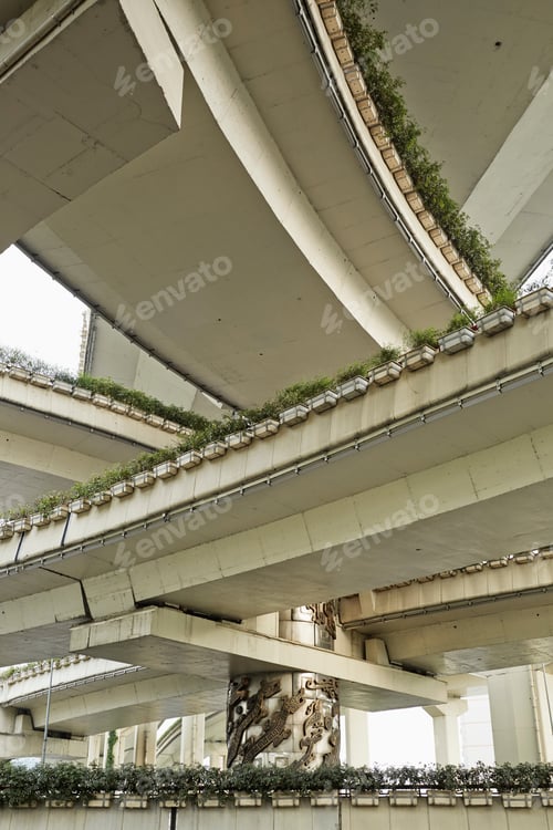 Preview: Low angle view of flyover, Shanghai, China